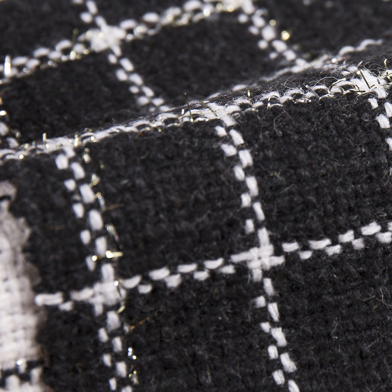 Vävd metallisk ull fönsterruta tweed tyg 3087