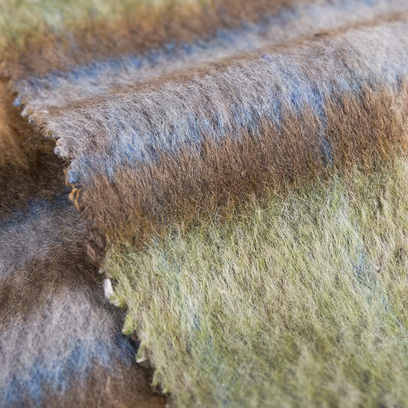 Långt hår Ull pläd tyg 3264