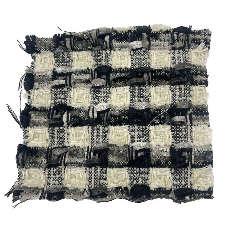 Lyxig svart grå fin textur Plädvävd tweedtyg för kappor 22042