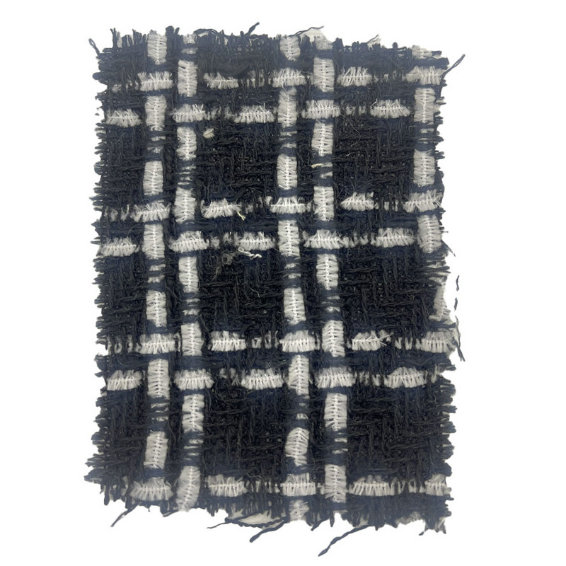 Tidlös svart ullpläd vävda tweedtyger för kläder 23545