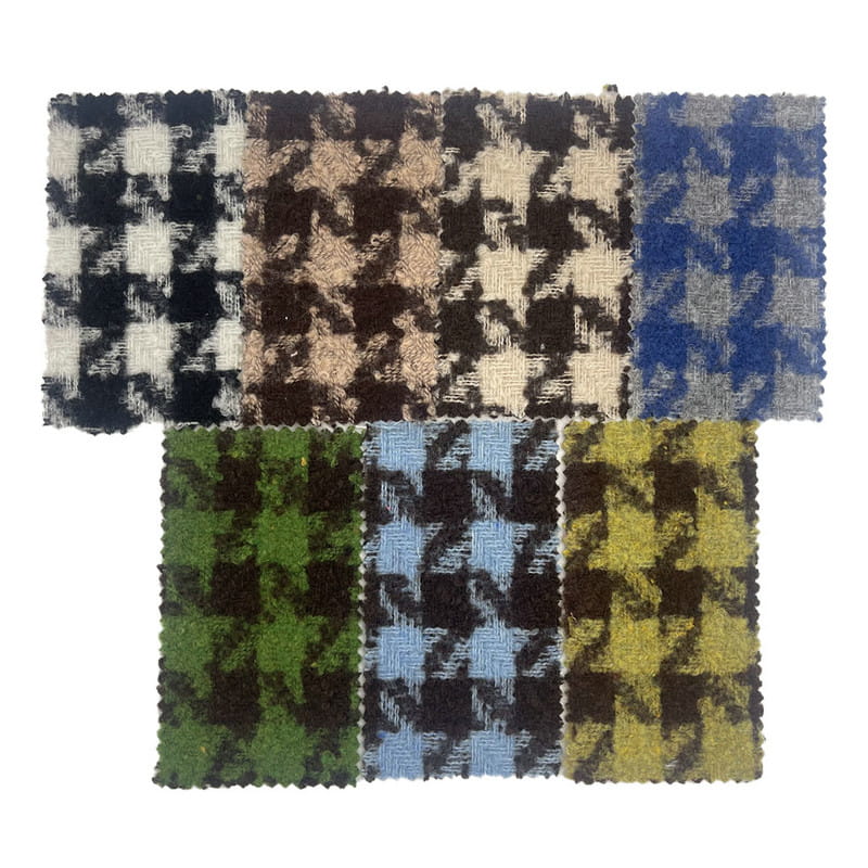Teddy Houndstooth Borste Tjock Ull Jacquard Plädar Tweed Tyger 2882
