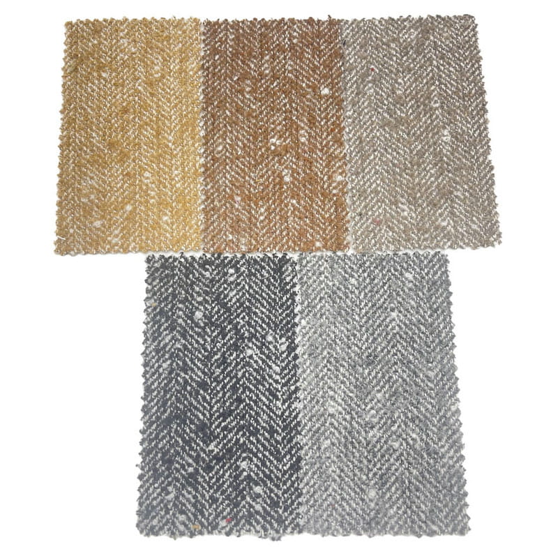 Bubble Herringbone Grå Vit Ull Tjocka Tweed Tyger För Kläder Vinter 3906